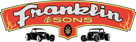 Franklin & Sons logo mark featuring custom, antique hot rods.