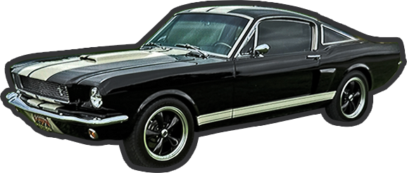 1965 Ford Mustang -Obsidian Phoenix- fully restored hot rod at diagonal angle cutout image
